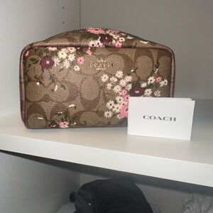 Coach Brown and Pink Floral Pouch